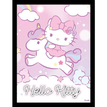Hello Kitty - Magical Unicorn - Kehystetty taidejuliste