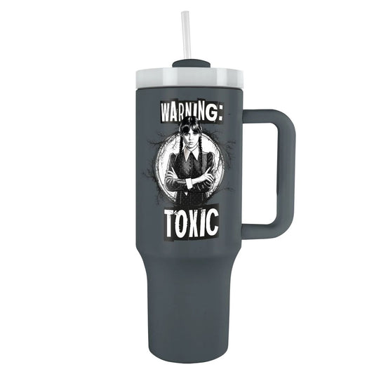 Wednesday - Warning Toxic - Isokokoinen termosmuki/matkamuki (n. 1200 ml)