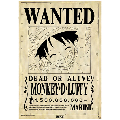 One Piece - Wanted Luffy - Pergamenttijuliste