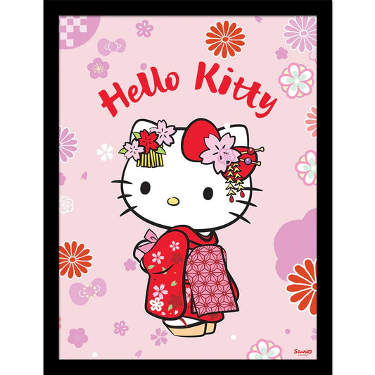 Hello Kitty - Kimono - Kehystetty taidejuliste